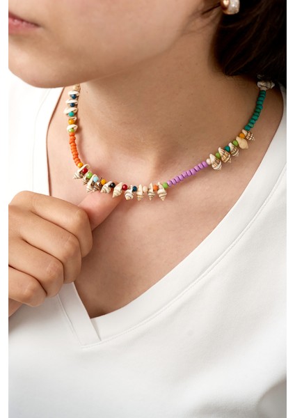 Kadın Deniz Kabuğu Model Taşlı Kolye fiyatları