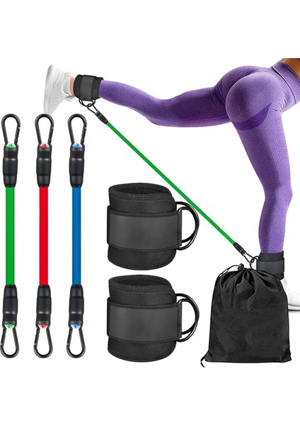 6 Parça Popo Baldır Kalça Egzersiz Seti Bacak Direnç Lastiği Pilates Yoga Destekleyici
