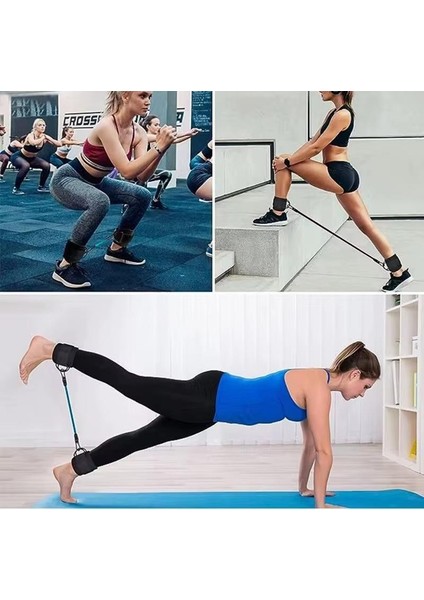 6 Parça Popo Baldır Kalça Egzersiz Seti Bacak Direnç Lastiği Pilates Yoga Destekleyici