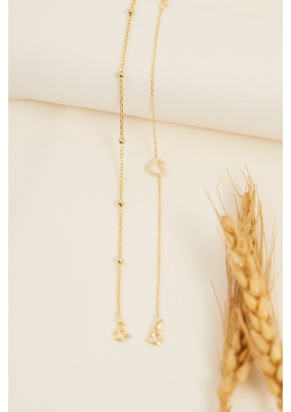 925 Ayar Gümüş Top Zincir - Kalp Ikili Bileklik Set fırsatları