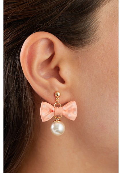 Fiyonk Model Inci Detaylı Gold Küpe