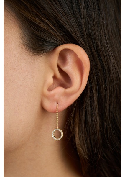 925 Ayar Gümüş Zirkon Taşlı Halka Küpe