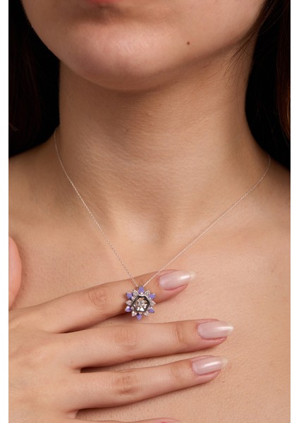 925 Ayar Gümüş Mor Mineli Lotus Kolye fiyatları