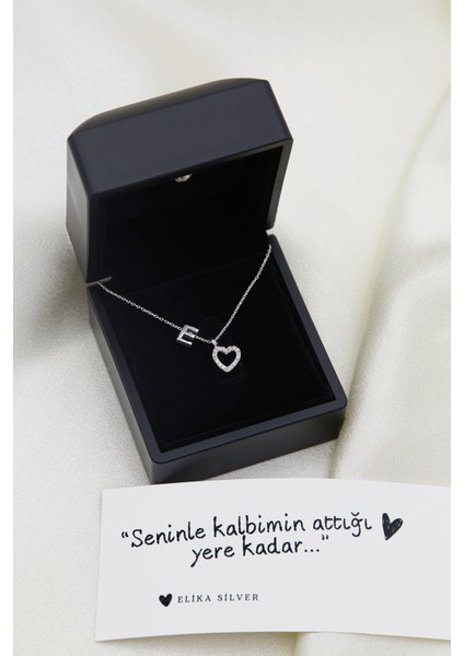 Işıklı Kutuda 925 Ayar Gümüş Harfli Kalp Kolye fiyatları