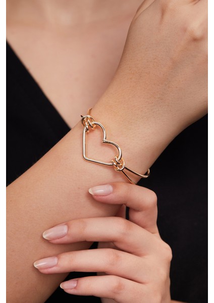 Kadın Gold Kalp Model Ayarlanabilir Bileklik