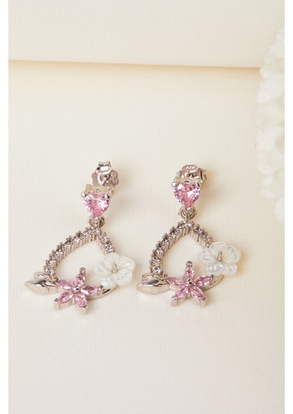 925 Ayar Gümüş Pempe Kamelya Çiçeği Küpe