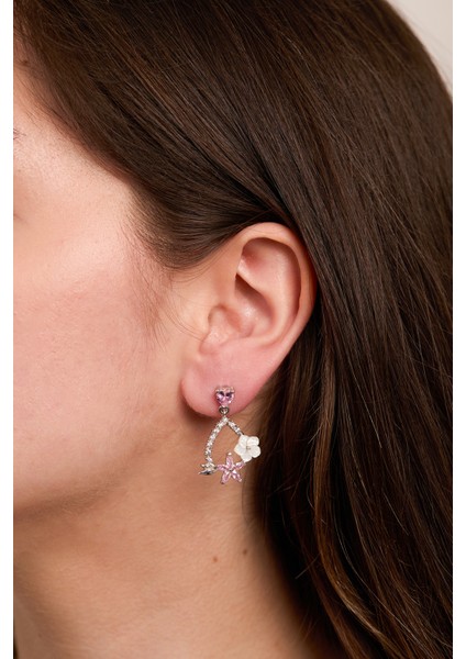 925 Ayar Gümüş Pempe Kamelya Çiçeği Küpe modelleri