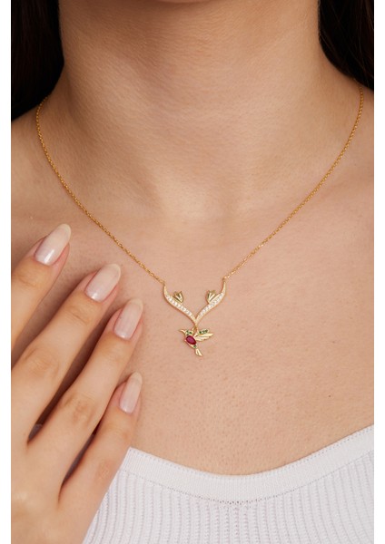 925 Ayar Gümüş Ruby Kuşu Kolye modelleri