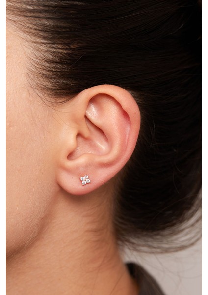 925 Ayar Gümüş Minimal Rose Kaplama Küpe modelleri