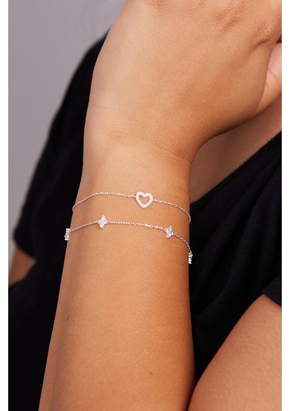 925 Ayar Gümüş Kalpli Zarif Ikili Set ELKSET80070G fırsatları