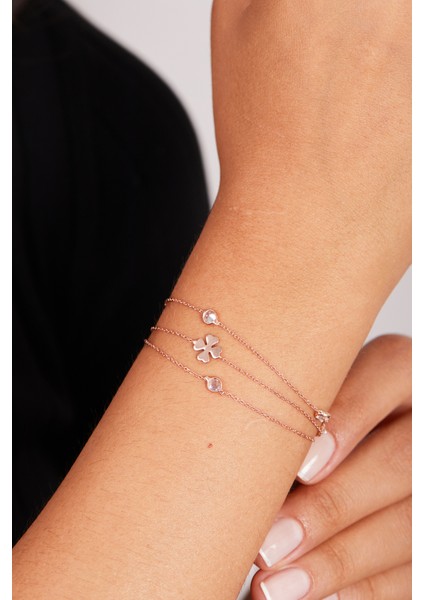 Kadın 925 Ayar Gümüş Yonca Model Bileklik fiyatları