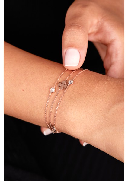 Kadın 925 Ayar Gümüş Yonca Model Bileklik indirimleri