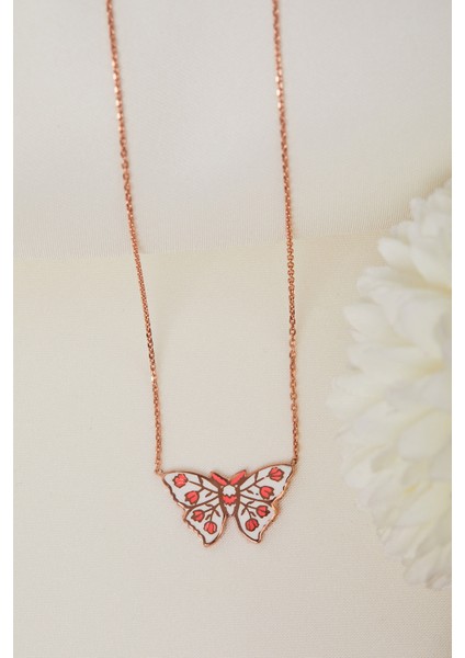 925 Ayar Gümüş Mineli Kelebek Kolye