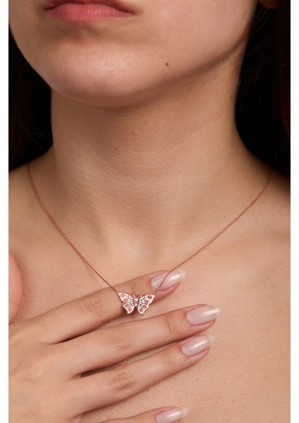 925 Ayar Gümüş Mineli Kelebek Kolye fiyatları