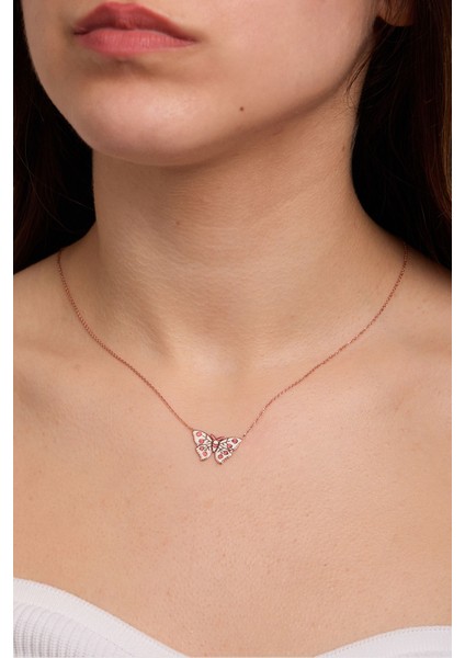 925 Ayar Gümüş Mineli Kelebek Kolye modelleri