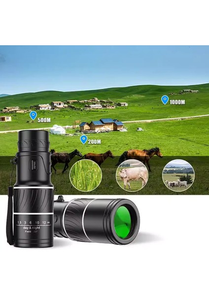 16X52 Yüksek Çözünürlüklü Zoom Güçlü Monoküler Teleskop Taşınabilir Monoküler Teleskop Uzaktan Teleskop Avcılık Kamp Açık Hava (Yurt Dışından)