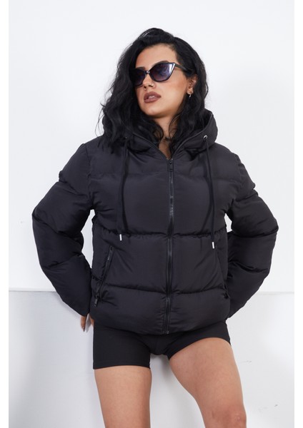 Yakası Bağcıklı Puffer Şişme Mont fiyatları