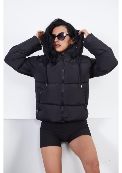 Yakası Bağcıklı Puffer Şişme Mont modelleri