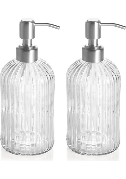 Mutfak ve Banyo Için Paslanmaya Dayanıklı Paslanmaz Çelik Pompalı Doldurulabilir El Sabunu Dispenseri ile 18 Oz Cam Sabunluk. (Yurt Dışından)