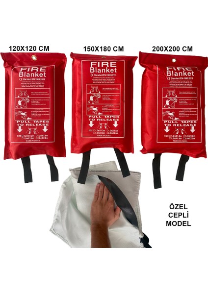 Cam Elyafı Fiberglass Yangın Battaniyesi Fire Blanket Cepli Model modelleri