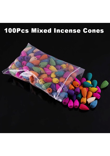 100 Adet Karışım Tütsü Tarzı 10 Konili Seramik Geri Akışlı Ejderha Tütsü Yakıcı Yaratıcı Ev Dekoru Ejderha Yakıcı Kehribar Kristal Top ile Şanslı - (Yurt Dışından)