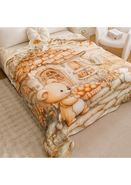 1 Piece 6-Layer Cotton Digital Printed Cartoon Summer Blanket 100X100CM Beige1 (Yurt Dışından)