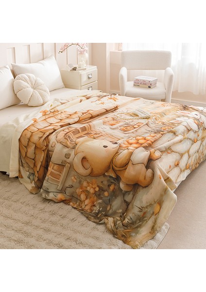 1 Piece 6-Layer Cotton Digital Printed Cartoon Summer Blanket 100X100CM Beige1 (Yurt Dışından)