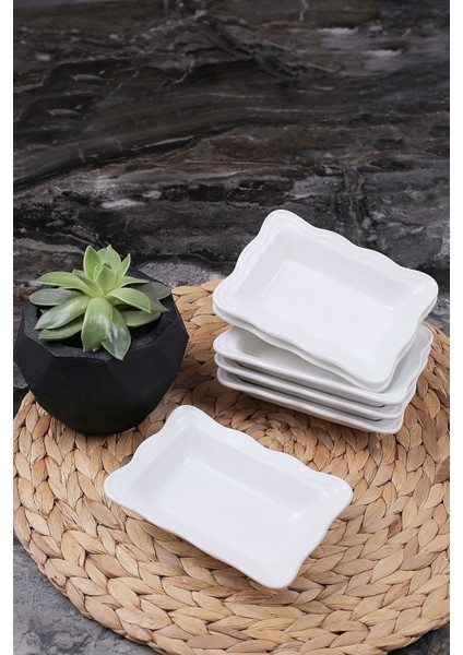 6 Adet Kahvaltılık Dikdörtgen 14X10CM Beyaz