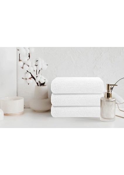 6'lı Set Beyaz Pamuk Otel Banyo Havlusu 70 x 140 cm , Otel Havlusu fırsatları
