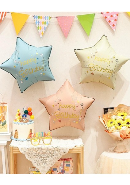 Pembe Happy Birthday Yıldız Folyo Balon 45 cm