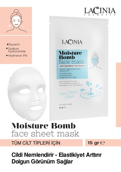 Kağıt Yüz Maskesi Nem Bombası Cilt Elastikiyetini Artırıcı 15gx5 Besleyici Etki