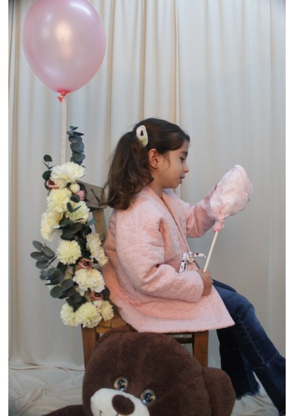 Müslin Kapitone Elyaf Dolgulu Kız Çocuk Ceket