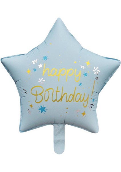 Mavi Happy Birthday Yıldız Folyo Balon 45 cm