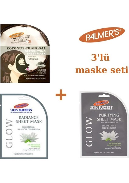 Skin Success Glow Radiance+Purifying+Coconut Oil Detox 3'lü Kağıt Maske Seti