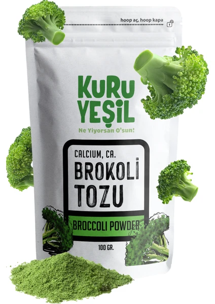 Kuru Yeşil - Brokoli Tozu - Dried Vegetables Powder - Broccoli Powder - Doğal Sebze Tozu - 100 Gr