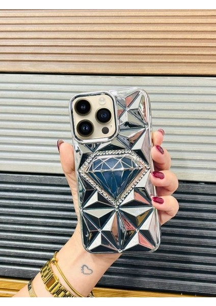 iphone 15 Pro Max Uyumlu 3d kabartmalı Taşlı Telefon Kılıfı
