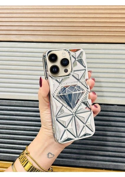 iphone 15 Pro Max Uyumlu 3d kabartmalı Taşlı Telefon Kılıfı