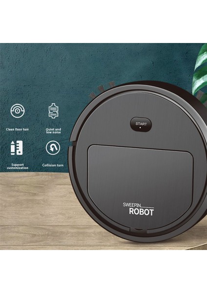 2x Akıllı Robot Süpürge 3'ü 1 Arada Ev Temizlik Makinesi Otomatik Temizleyici, Siyah (Yurt Dışından)