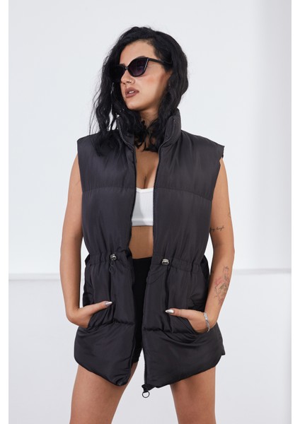 Beli Lastikli Kadın Siyah Şişme Yelek modelleri