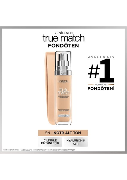 True Match Bakım Yapan Fondöten - 5N Nötr Alt Ton