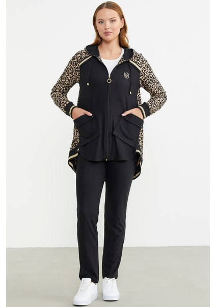 Rahat Kalıp Leopar Kombinli Takım - Kahve