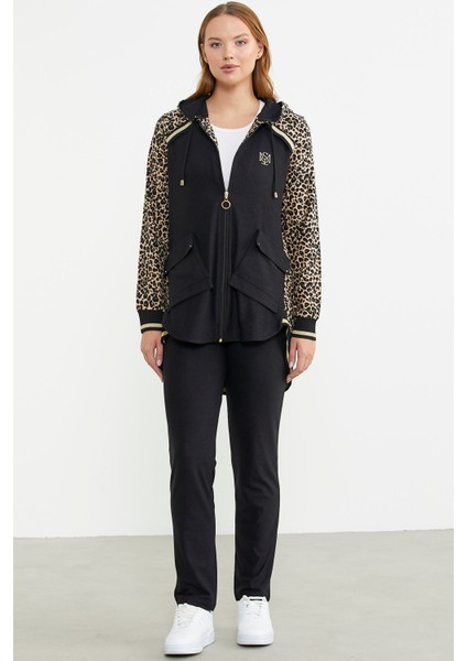 Rahat Kalıp Leopar Kombinli Takım - Kahve modelleri