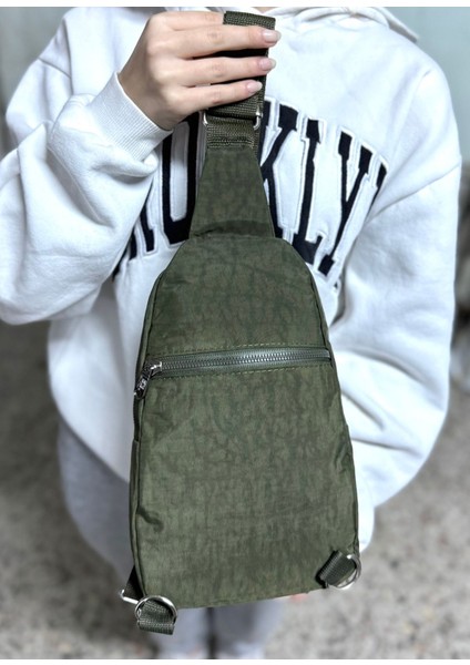 Unisex Krinkıl Su Geçirmez Modern Body Bag Çapraz Omuz Çantası 3300 Haki fırsatları