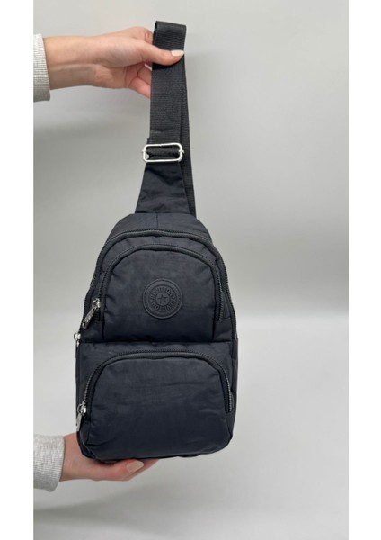 Unisex Krinkıl Su Geçirmez Modern Body Bag Çapraz Omuz Çantası 3300 Siyah