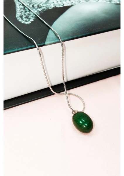 Aventurin Doğal Taşı Zincirli El Yapımı Kolye Uç: 2 cm Zincir: 20 cm Kutulu indirimleri