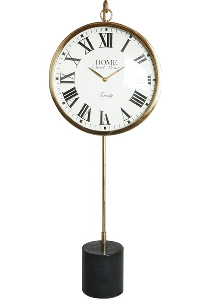 Mermer Ayaklı Gold Büyük Saat 52 cm