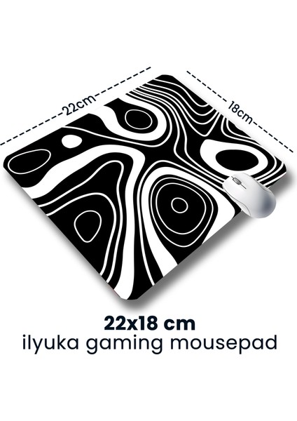 Ilyuka Black And White Topography Map 22X18CM MP382218 Ilyuka Mini Boy Gaming Mousepad Dikişsiz Kenar Kaymaz Kauçuk Taban 22X18CM fiyatları