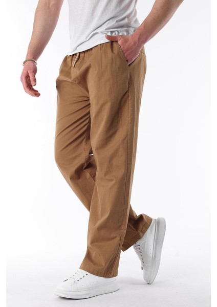 Camel Bol Paça Beli Bağlamalı Erkek Pantolon E7403