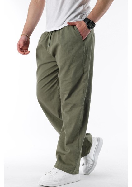 Haki Bol Paça Beli Bağlamalı Erkek Pantolon E7403 fiyatları