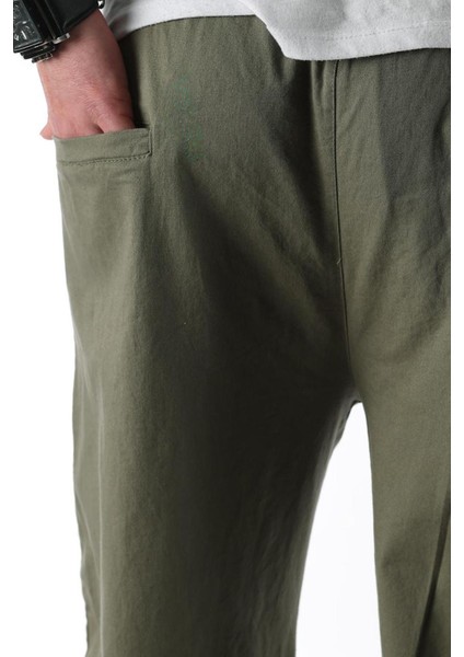 Haki Bol Paça Beli Bağlamalı Erkek Pantolon E7403 modelleri